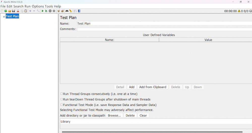 An image of what JMeter GUI looks like after a successful installation