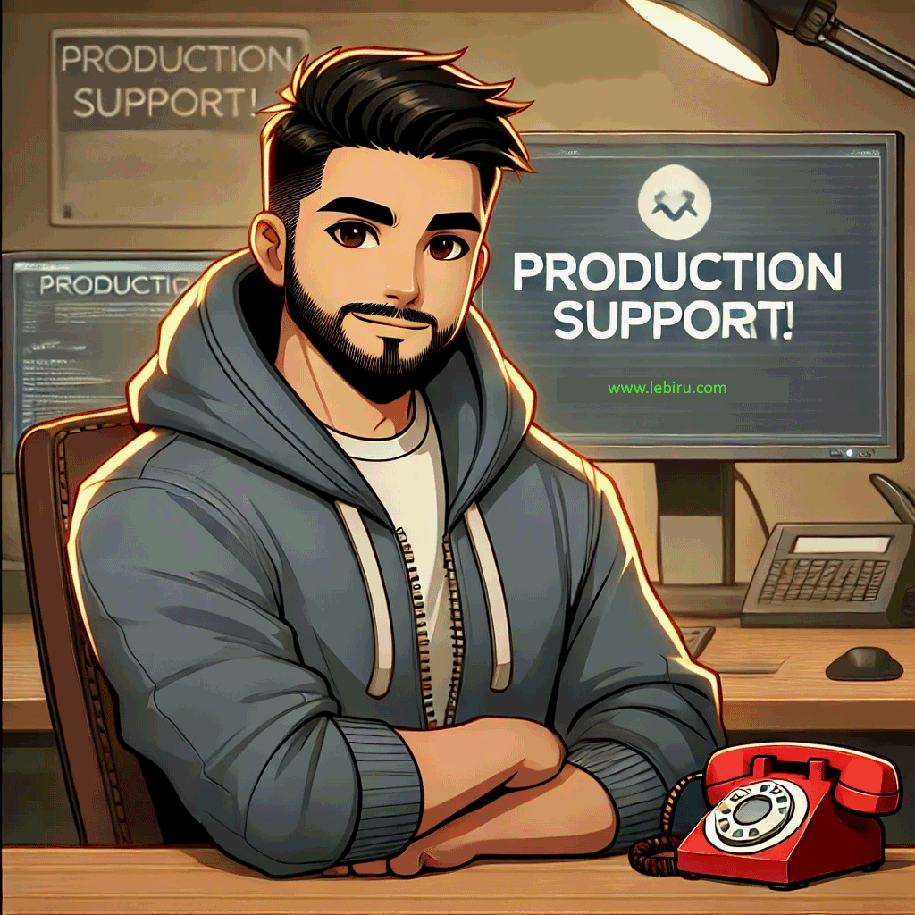 A picture of a developer that is awaiting a ring from the production support phone